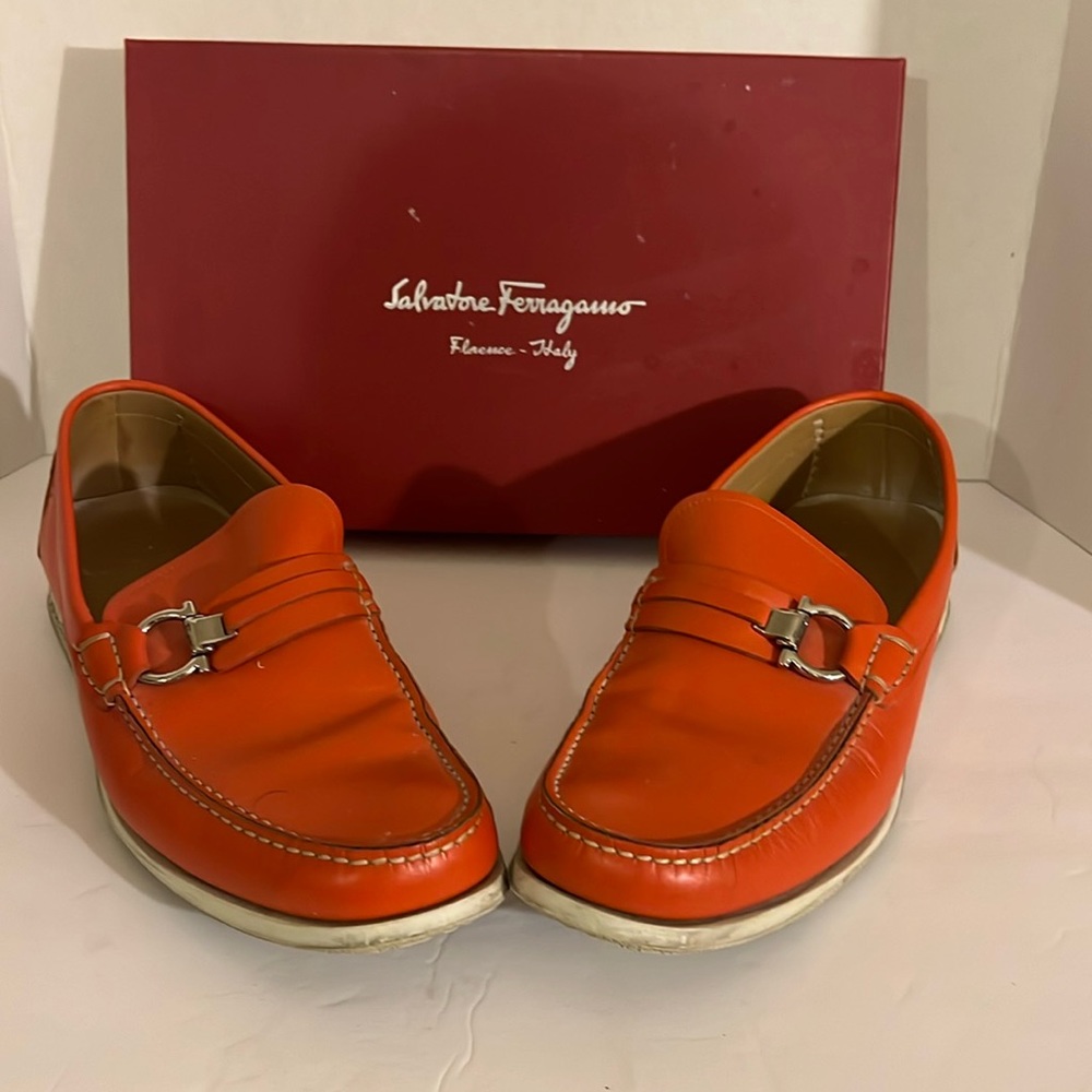 Orange rubber sole sport Ferragamo shoe